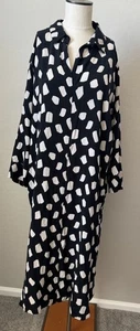 Marina Rinaldi Black Ivory Maxi Dress Plus Sz 25 Large Italian Artsy Lagenlook - Picture 1 of 14