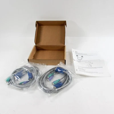 NEW - Lot of (2) IBM NetBAY KVM Console Cable Set 7Ft VGA PS/2 (09N9704) - Image 1 of 3
