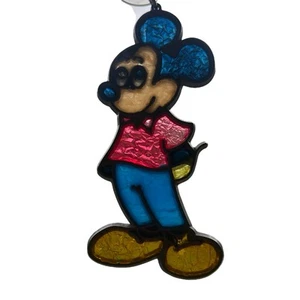 Ornamento prendisole Topolino look vetro colorato Disney vintage alto 5" - Foto 1 di 7