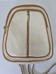 Valentina Echtleder Rucksack Creme Hellbraun Gold Hardware Made in Italy Tasche - Bild 1 von 6