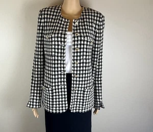 St. John Couture Black and White Check Jacket Size 6 - Picture 1 of 7
