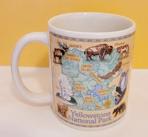 Yellow stone National Park Map & Facts Coffee Cup Mug Souvenir Free Shipping - Picture 1 of 5