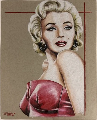 Steve Baier Boceto Original Marilyn Monroe 8x10 Dibujo Pin Up Rubia Bomba Foto 1 de 4