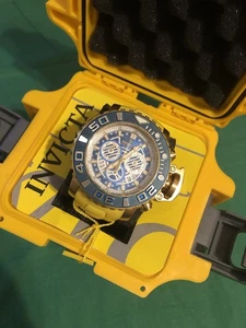 RARE, Sea Hunter, Swiss Gold Yellow Blue Men’s 70mm WR 300 Chrono Model #24934, - Picture 1 of 18