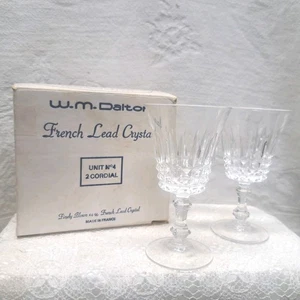 Paar Vintage W.M Dalton Kristall Cordial Gläser Made In FRANCE Original Box NOS - Bild 1 von 4