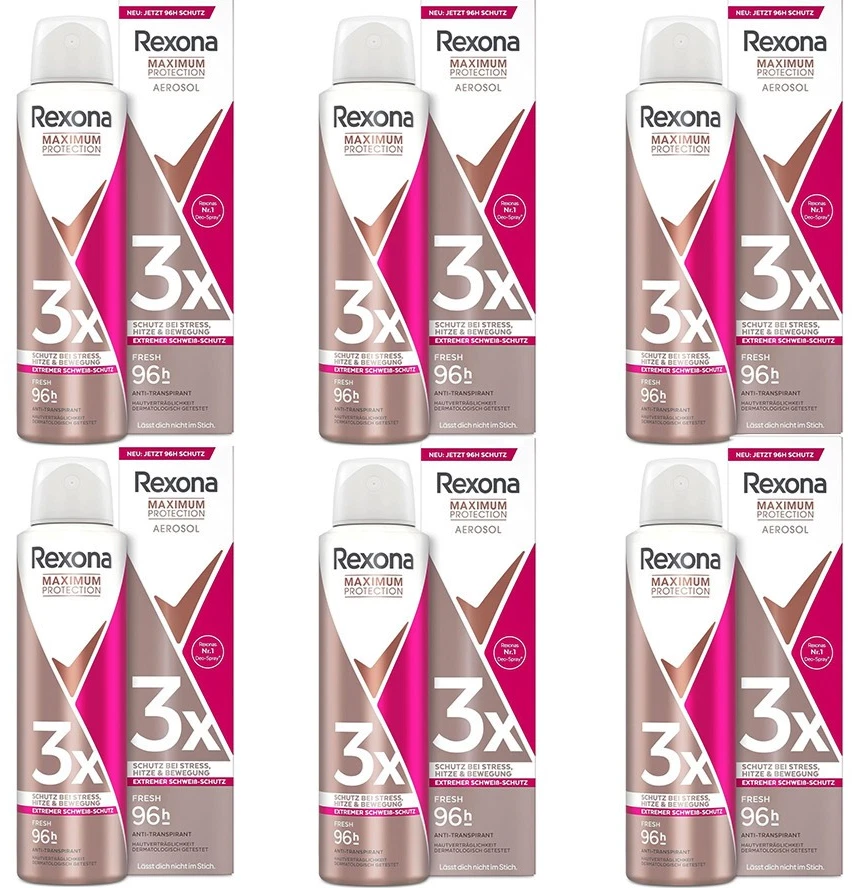 6x Rexona Maximum Protection Fresh Deospray Anti-Transpirant 96h,3x Schutz 150ml - Bild 1 von 1