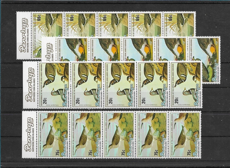 SMT, PENRHYN: 1985, BIRDSS Mi no. 414-417 bande of 5. MNH € 70+++++ - Image 1 of 1