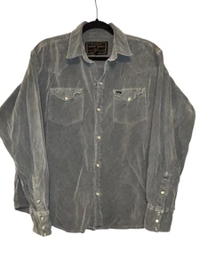 True Grit Herren Größe L Cord grau Western Pearl Snap Hemd Cowboy - Bild 1 von 10