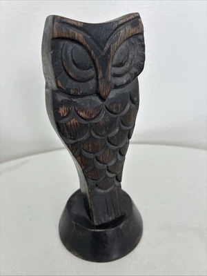 Suporte de óculos vintage esculpido em madeira coruja feito na Índia - Imagem 1 de 4