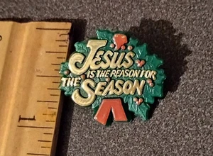 Jesus is the reason for The Season Weihnachtskranz Vintage Vintage Anstecknadel - Bild 1 von 2