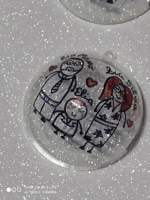 Pallina Personalizzata Trasparente Ritratto Famiglia Idea Regalo Natale - Immagine 1 di 4