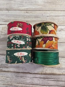 Menge 6 Rollen Vintage Urlaub Band Weihnachten Herbst Metallic Kordel - Bild 1 von 14