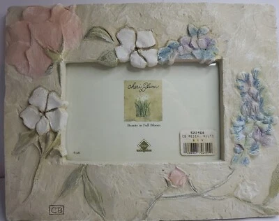 Cheri Blum Resin Stoneware Floral Photo Frame 6" x 4" Fetco- Great Gift - Image 1 of 4