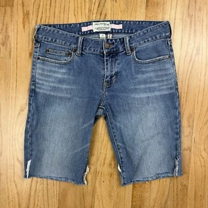 VINTAGE Abercrombie & Fitch Bermuda Jeans Shorts Damen 4 blau Denim roher Saum - Bild 1 von 13