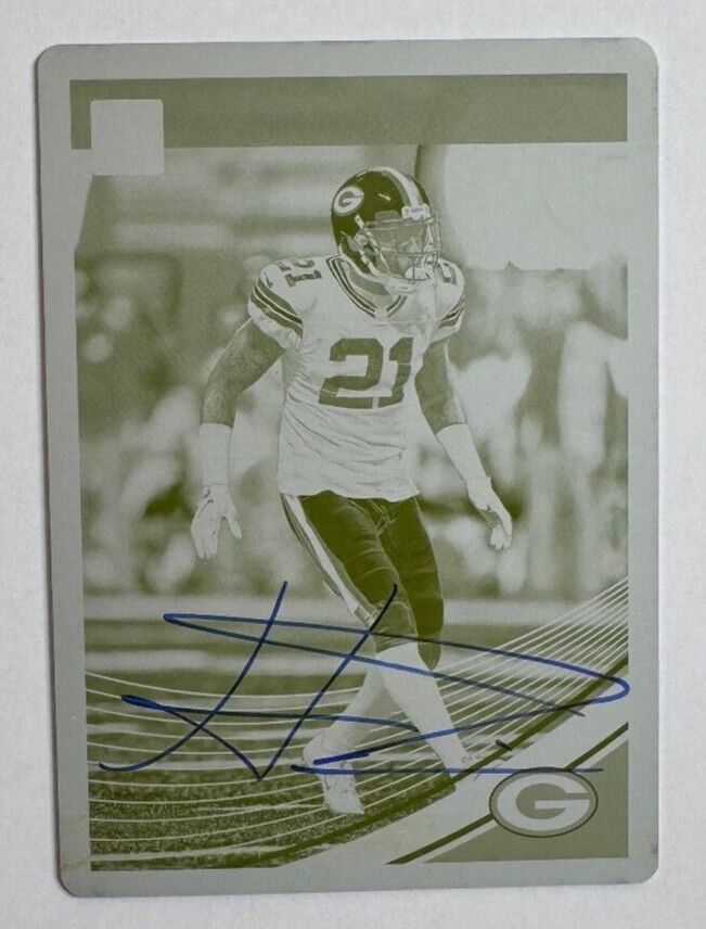 Ha Ha Clinton-Dix 2018 Donruss Printing Plate Yellow AUTO Packers #'d 1/1 - Image 1 of 2