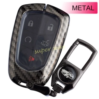 Para Cadillac XTS CT6 XT4 XT5 XT6 Llavero Coche Llavero Cubierta Estuche Metal Fibra Carbono Foto 1 de 4
