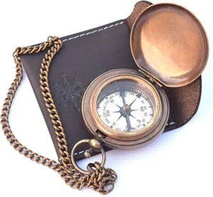 Reloj de sol antiguo de bolsillo con dirección de latón de 2" brújula nueva pulsadora completa - Imagen 1 de 4
