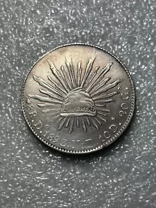 1893 Do ND Mexico Cap & Rays Silver 8 Reales Nice Luster Free Shipping - Picture 1 of 2