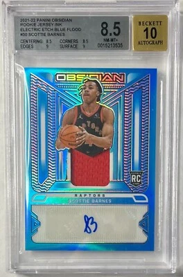 2021-22 Obsidian Scottie Barnes FOTL Auto RC Jersey EE Blue Flood #RJI-SBA - Image 1 of 2