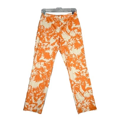 Sigrid Olsen Pants Womens 6 Orange Cream Tropical Preppy Casual Cruise Vacation - Image 1 of 4