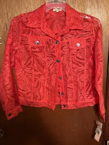 CHOICES Red Light Weight Geometric Jacket Size Small - Picture 1 of 5