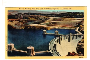 AZ Linen Postcard Hoover Boulder Dam Switchback Highway on Arizona Side-DB2 - Picture 1 of 2