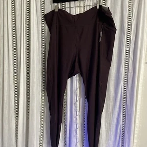 Old Navy 7/8 Power soft Leggings Plus Size 4X W/Mesh Brown Women’s High Rise Zip - Picture 1 of 7