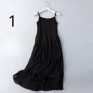 Women Midi Pleated Chiffon Tank Dress Modal Extender Trim Layer Camisole Dress - Picture 1 of 18