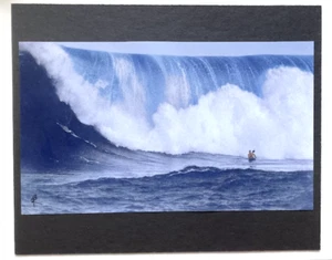 BODYBOARDER AT WAIMEA BAY 30 FOOT WAVE, N. OAHU  PHOTOGRAPH ON 8X10" BLACK MAT - Picture 1 of 1
