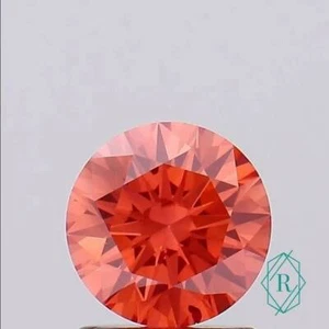 1.02Ct 6.44 MM CVD Round Cut Lab Grown Diamond Red Orange Color Lab Diamond - Picture 1 of 4