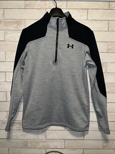 Under Armour Pullover Sweater Men Sm Gray Loose Fit Quarter Zip Long Sleeve Logo - Picture 1 of 13