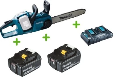 Makita DUC353Z 2x18V Akku-Kettensäge 35cm + 2 Akkus 6Ah + Doppel-Lader DC18RD - Bild 1 von 4