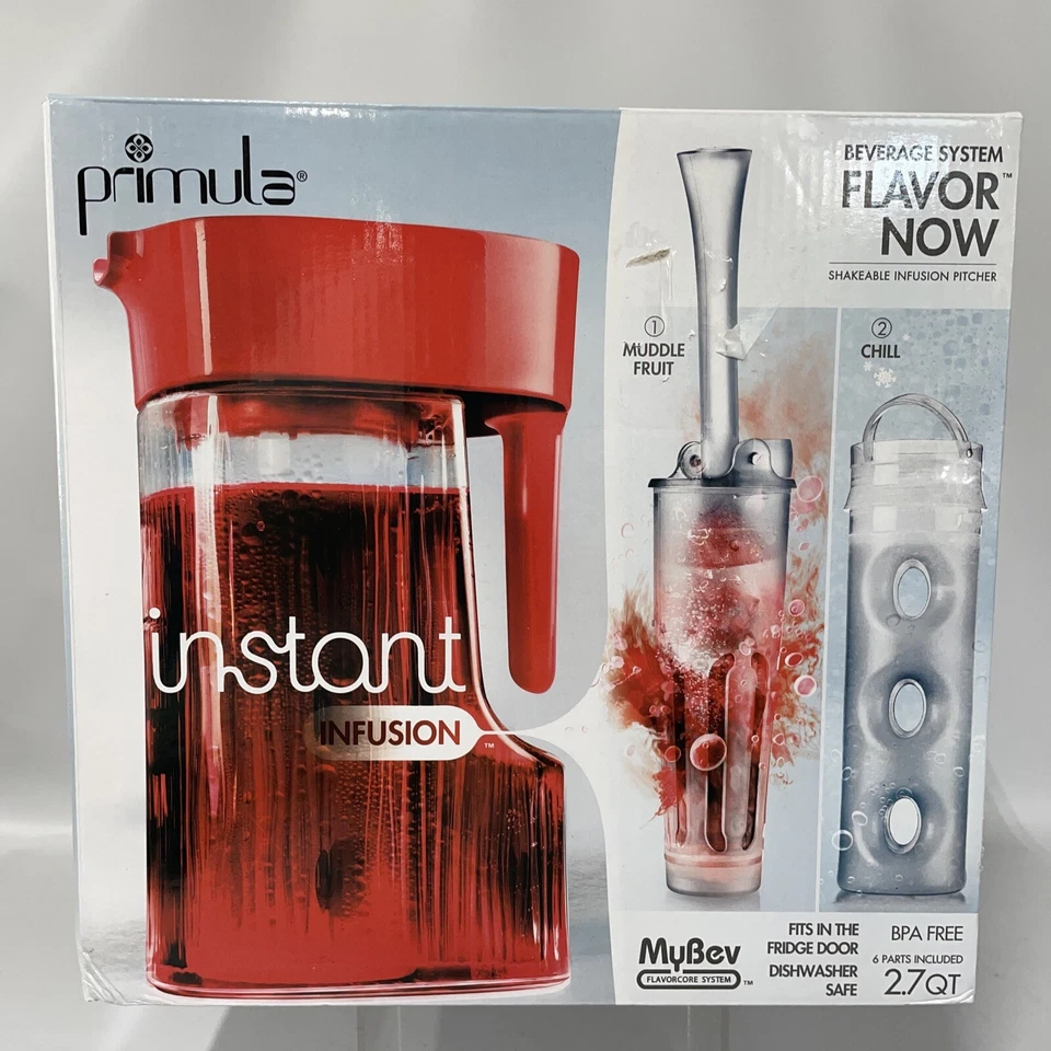New Primula Flavor Now MyBev 2.7 Quart Pitcher Instant Shakeable Infuser Red - Image 1 of 4
