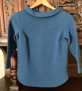 Talbots Dark Aqua Teal Tunic Top Women Petite 3/4 Sleeve Jersey Knit Career - Picture 1 of 7