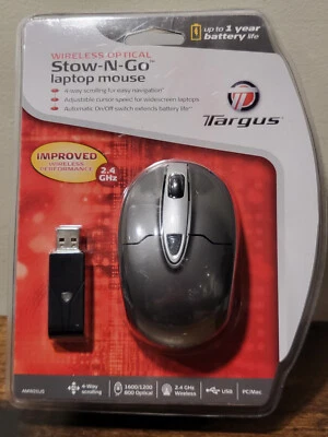 Targus Stow N Go AMW25US Wireless Computer Optical Mouse- Grey and Black - Image 1 of 4