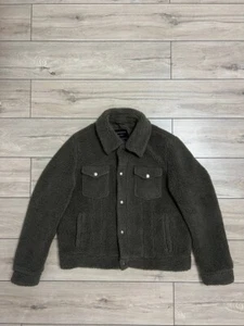 Herren Allsaints Bevin Sherpa Trucker Jacke Khaki Hemd 2XL Teddy - Bild 1 von 15