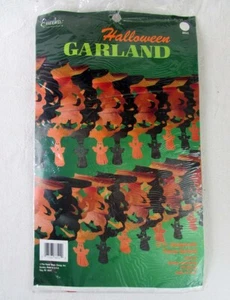 Eureka Halloween Honeycomb Tissue 13” Garland 12 ft Vtg Ghost Bat Orange Black - Picture 1 of 3