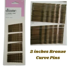 Diane 2'' Bobby Pins Curve Bronze Hair Bob Pins Pack of 60 count D451 - Picture 1 of 6