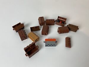 Lego Treasure Chests - Lot Of 11 -Brown, Light Brown, And Grey/Orange -2x4 Base