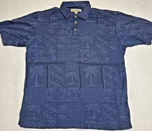 Tommy Bahama Polo Shirt Mens XL Blue Beach Floral Golf Surf Casual Travel - Picture 1 of 8