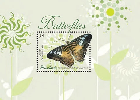 Mustique 2011 - Butterfly - Souvenir Stamp Sheet - MNH Cover