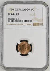 El Salvador 1 Centavo 1956 NGC MS 64 RB - Picture 1 of 2