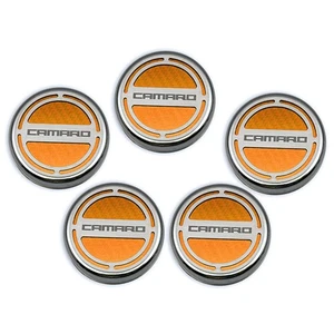 Cubiertas de tapa ACC naranja incrustación CF + 'Camaro' se adapta a Camaro V6 2010-15 automático-cromo - Imagen 1 de 4