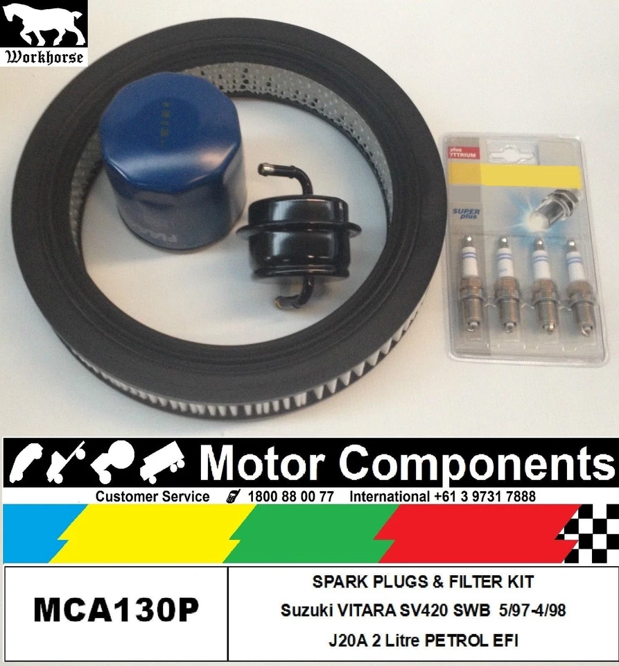 KIT BUJÍAS Y FILTRO SUZUKI VITARA SV420 SWB J20A 2L Aceite Combustible Aire 1997 > 98 Foto 1 de 3