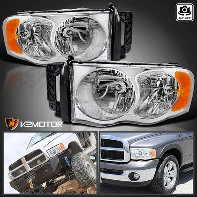 Fits 2002-2005 Dodge Ram 1500 2500 3500 Headlights Headlamps Left+Right 02-05 Foto 1 de 4