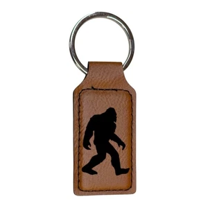 Keychain - Rectangle - Bigfoot Sasquatch - Leather - Foto 1 di 11