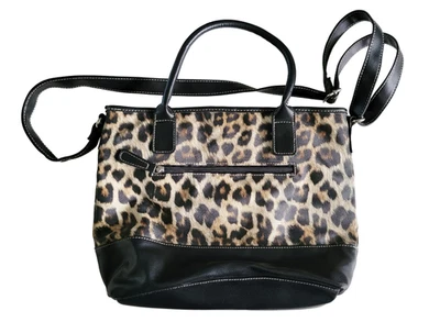 Bolso/Cartera de Viaje Croft&Barrow Doble Asa y Correa Estampado de Leopardo - Nuevo con Etiquetas Foto 1 de 4