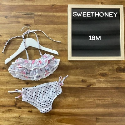SweetHoney Milly Rüschen Zweiteiler Bikini Badeanzug Shoreline Blumen gepunktet 18M - Bild 1 von 4