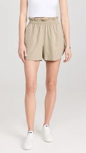 Varley Jonas High Rise Shorts Women’s Small Tan Elastic Waist Supersoft Twill - Picture 1 of 6