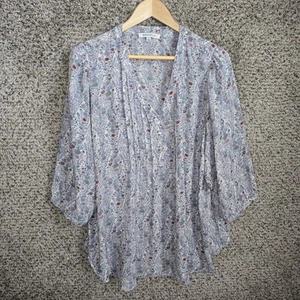 Rose & Olive Top Damen Plus 1X Blau Blumen Biesen Bluse Popover Damen - Bild 1 von 7
